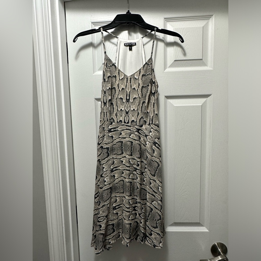 Express Snake Skin Fit & Flare Cocktail Dress